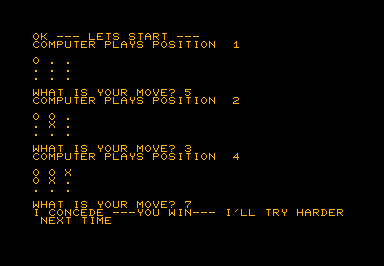 Noughts & Crosses game screenshot for Commodore PET